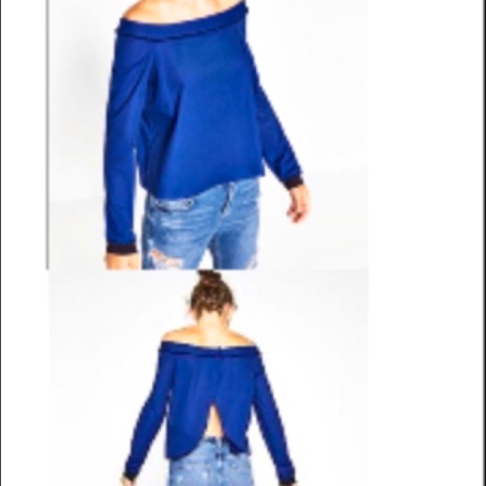 Zara open back off shoulder blouse top